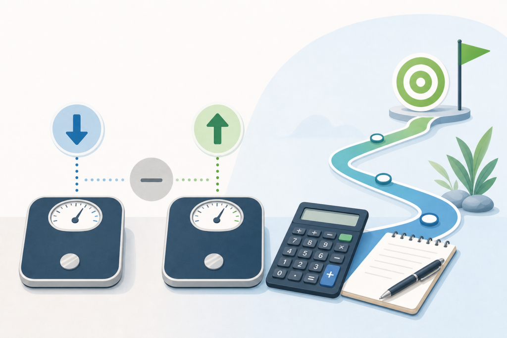 How To Calculate Weight Gain Or Weight Loss Between Two Weighins guide - Weight Gain/Loss Difference Calculator